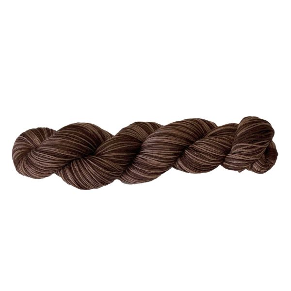 Skein of Butternut Stripe fingering yarn.